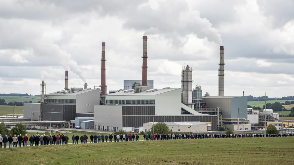 Generic image of an industrial site with factory buildings and smokestacks under a cloudy sky, symbolizing chemical production and expansion.