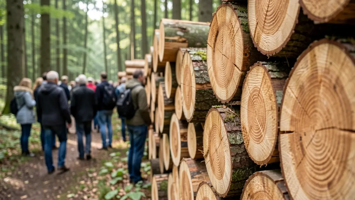 Image générique de bois empilés dans une forêt.