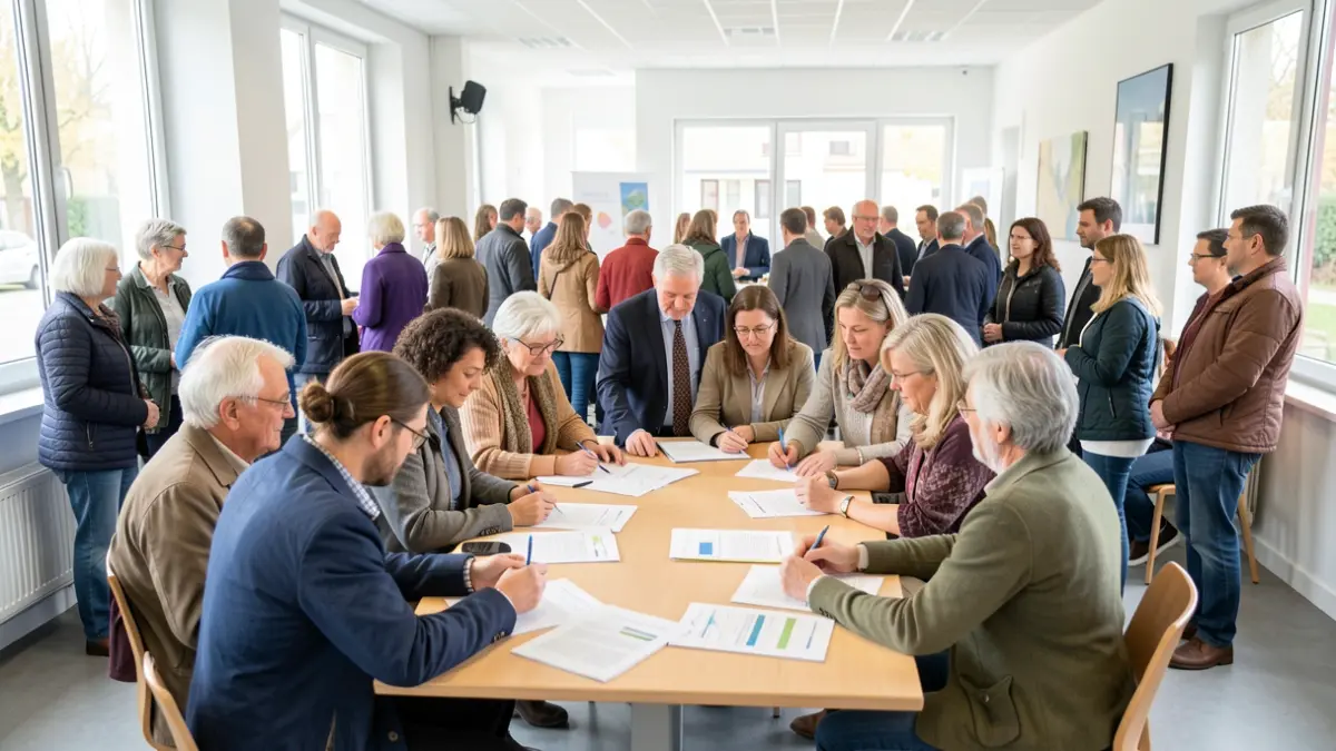 Generic image of citizens participating in a community meeting in the Province de Liège.