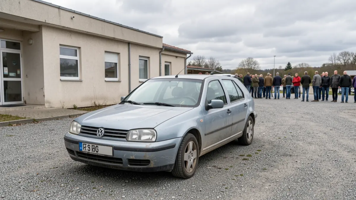 Véhicule communal en attente de vente.
