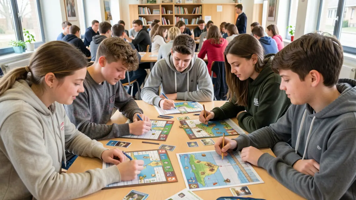 Image générique de jeunes conseillers communaux travaillant sur un jeu de société.